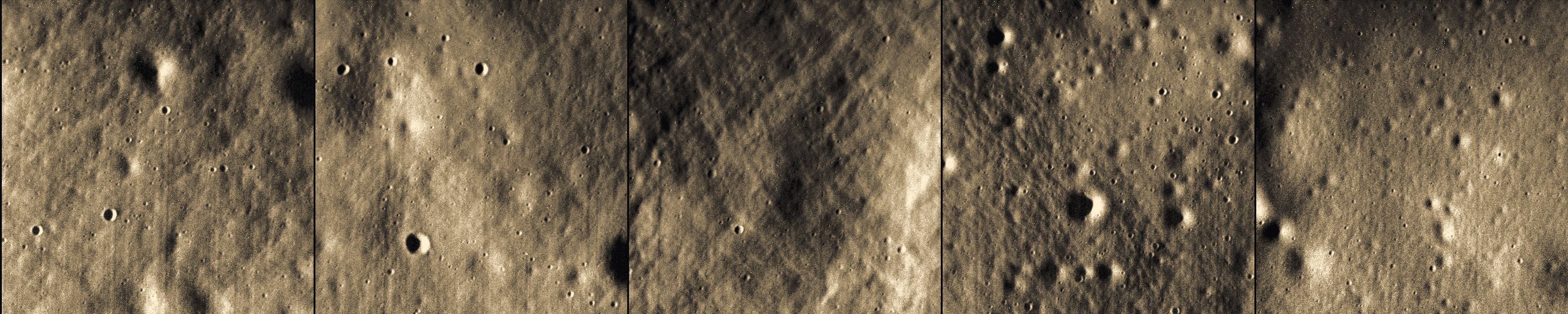 MESSENGER's last five MDIS narrow-angle frames, 4 seconds apart, April 30 2015